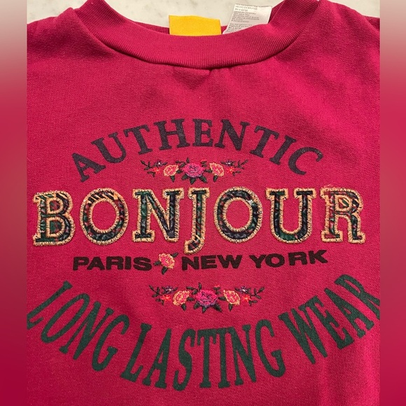 Girls Vintage Bonjour Paris Sweatshirt - Picture 4 of 7